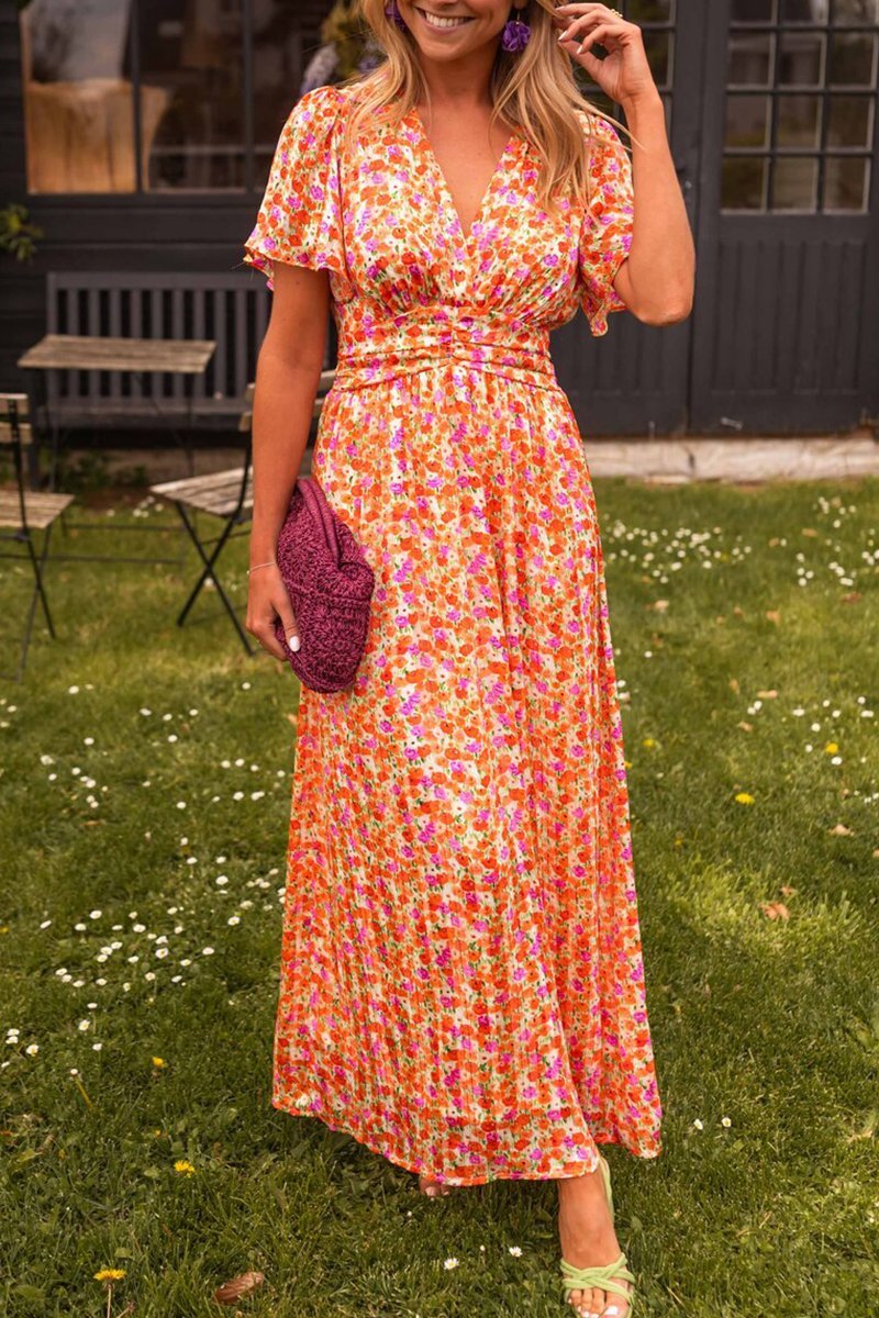 Pauline - lång blommaklänning