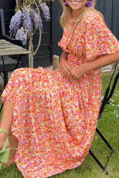 Pauline - lång blommaklänning